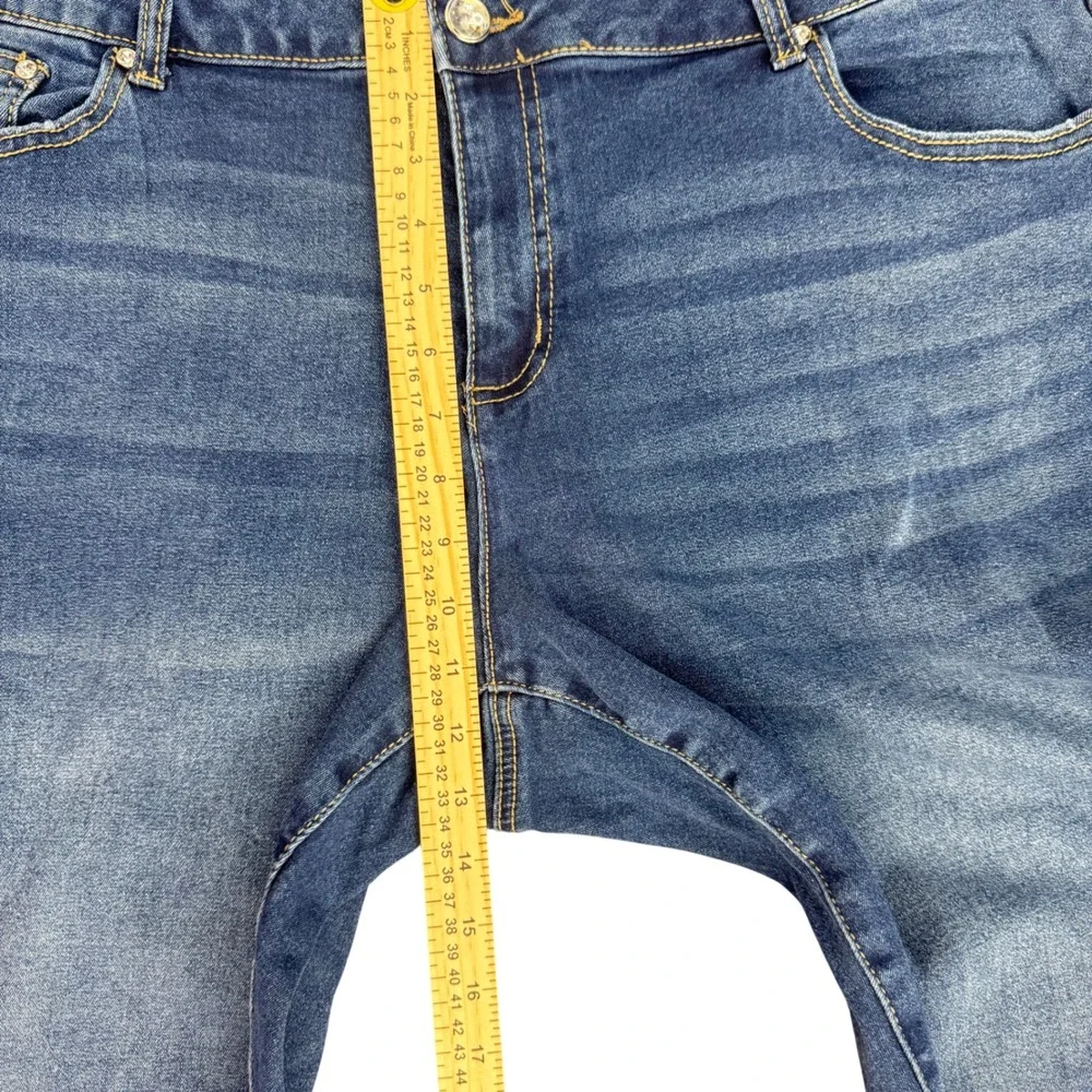 EST 1946 Denim Womens 20W Curvy‎ Bootcut Jeans Leopard Print Rhinestone Pockets